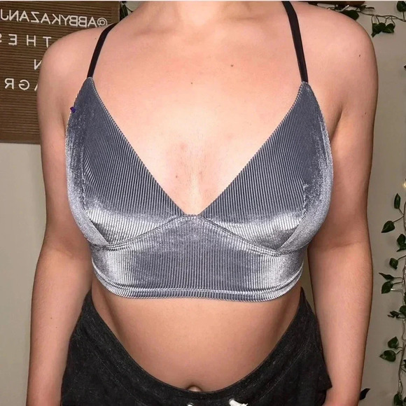 Victoria’s Secret Sparkly Crushed Velvet Bralette/ Cropped Tank Top - Picture 2 of 4